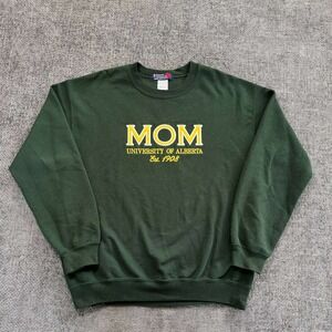 Gildan MOM Sweatshirt Womens Large Green Varsity Embroidered Crewneck Pullover